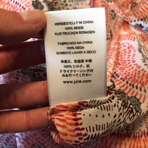 Joie 100% silk short sleeve printed blouse - Picture 5 of 10